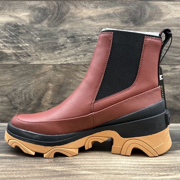 NIB Sorel BREX 8.5M Chelsea Leather Boots Booties Waterproof Grippy Spice Black - Picture 8 of 11
